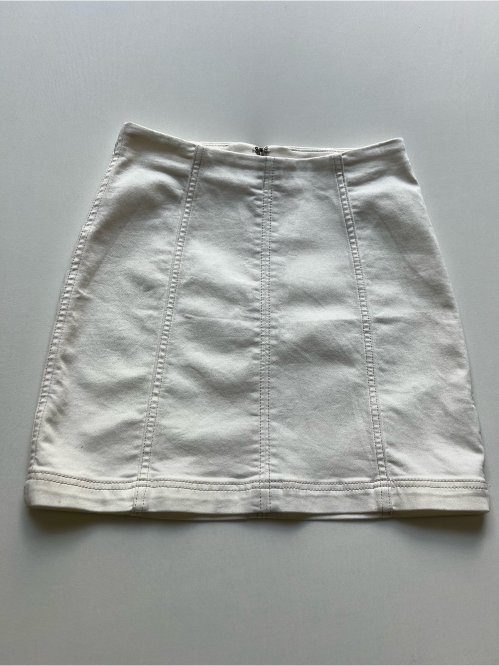 Free People White Stretch Denim Mini Skirt A-Line High Rise Size 6
